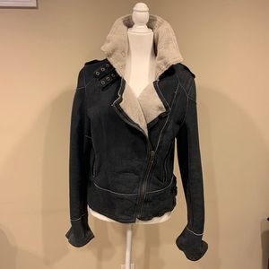 Muubaa suede 100% shearling motorcycle jacket size medium
